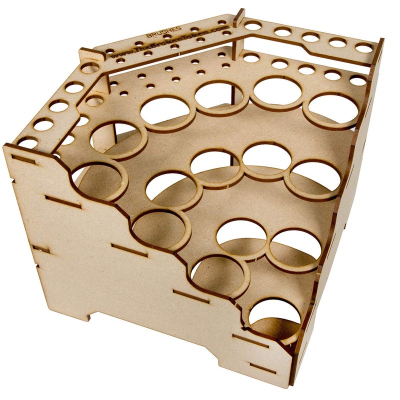 The Broken Token Modular Paint Rack w/ 35mm Holes - 90 Wedge - Multiple Organizer for Paint Bottles, Pots, and Brushes in Tiered Layout - Customize Your Pieces with Easy Organization & Access - Image 3